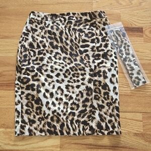 Talbots Animal Print Belted Cotton Pencil Skirt 6P